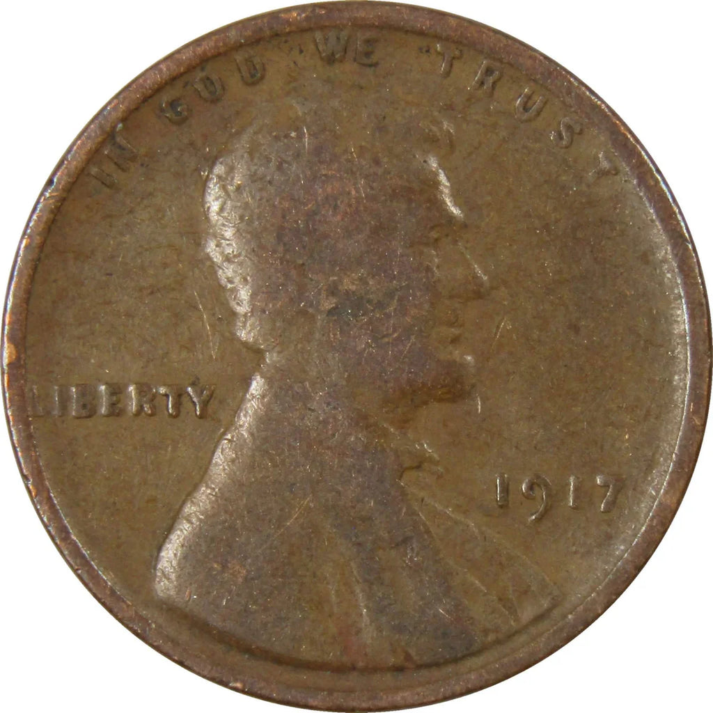Obverse of a 1917 Lincoln cent showing Lincoln's portrait and date