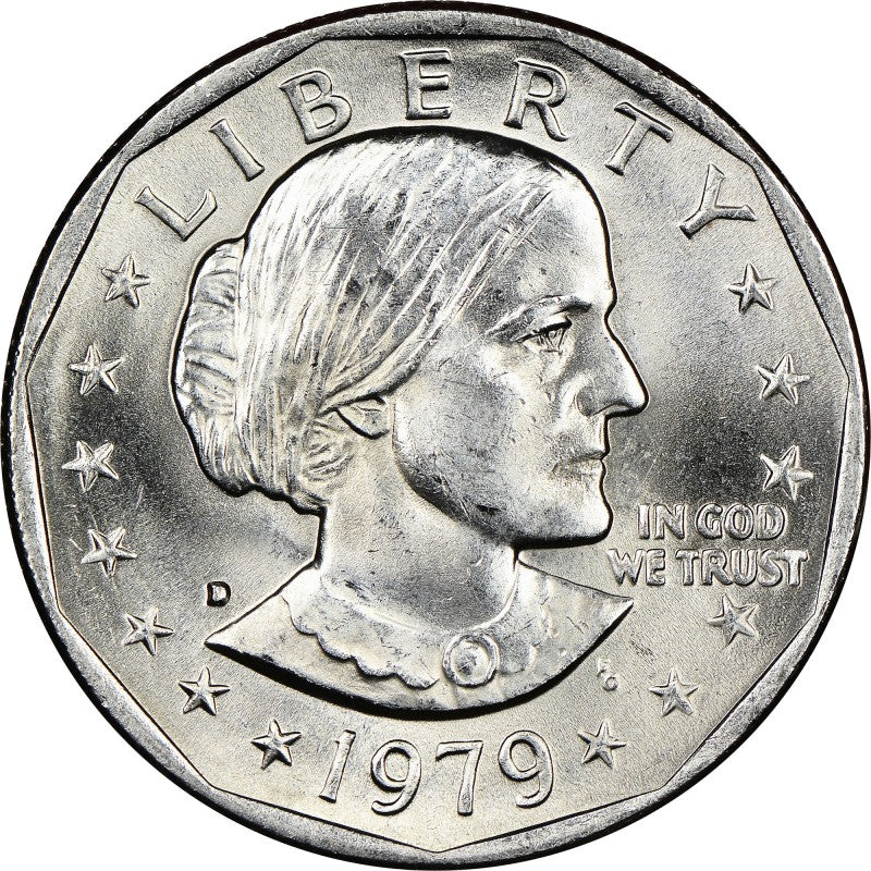 1979-D Susan B. Anthony Dollar – Uncirculated obverse representative stock photograph