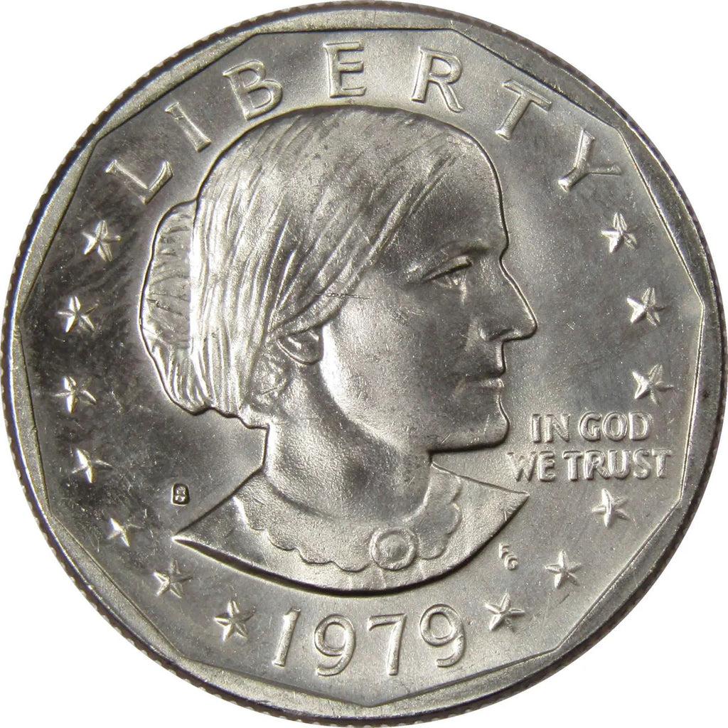 1979-S Susan B. Anthony Dollar – Uncirculated obverse representative stock photograph