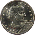 1980-D Susan B. Anthony Dollar – Uncirculated obverse representative stock photograph