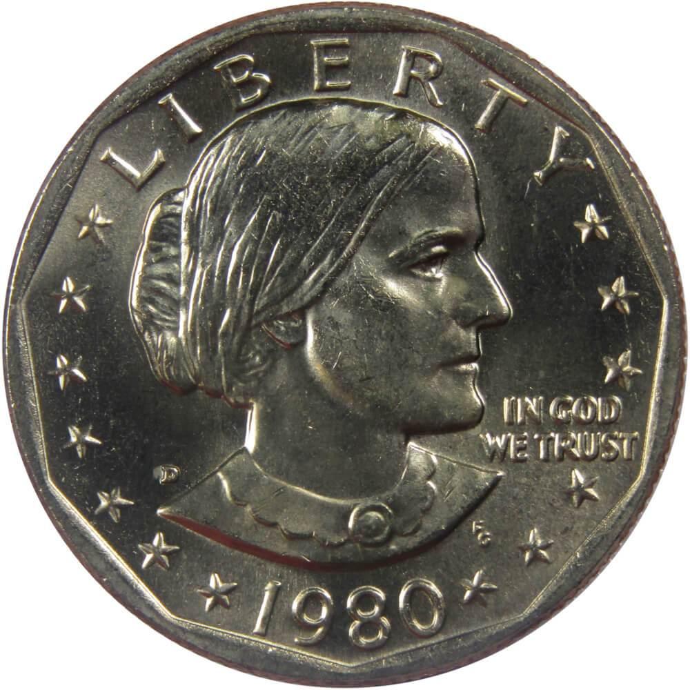 1980-D Susan B. Anthony Dollar – Uncirculated obverse representative stock photograph