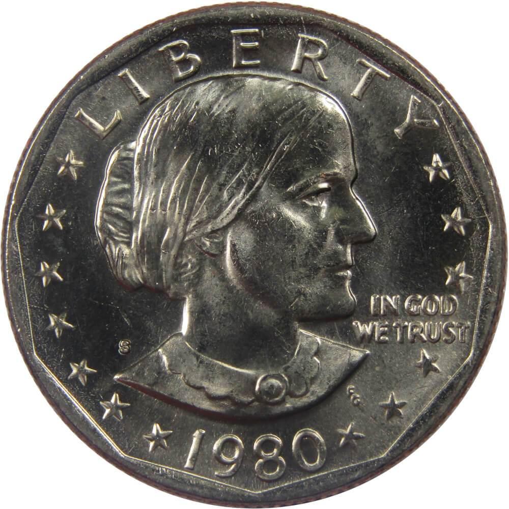 1980-S Susan B. Anthony Dollar – Uncirculated obverse representative stock photograph