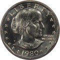 1980-S Susan B. Anthony Dollar – Uncirculated obverse representative stock photograph