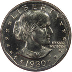 1980-S Susan B. Anthony Dollar – Uncirculated obverse representative stock photograph