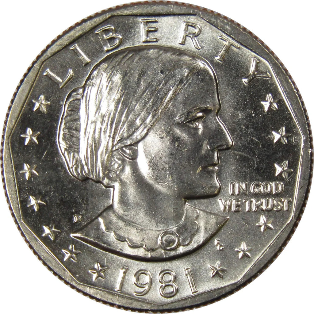 1981-D Susan B. Anthony Dollar – Uncirculated obverse representative stock photograph