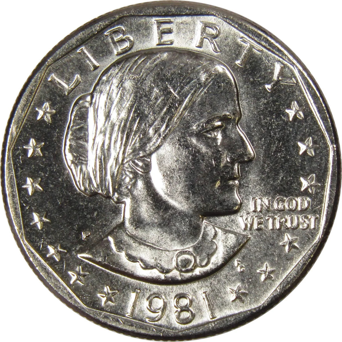 1981-P Susan B. Anthony Dollar – Uncirculated obverse representative stock photograph