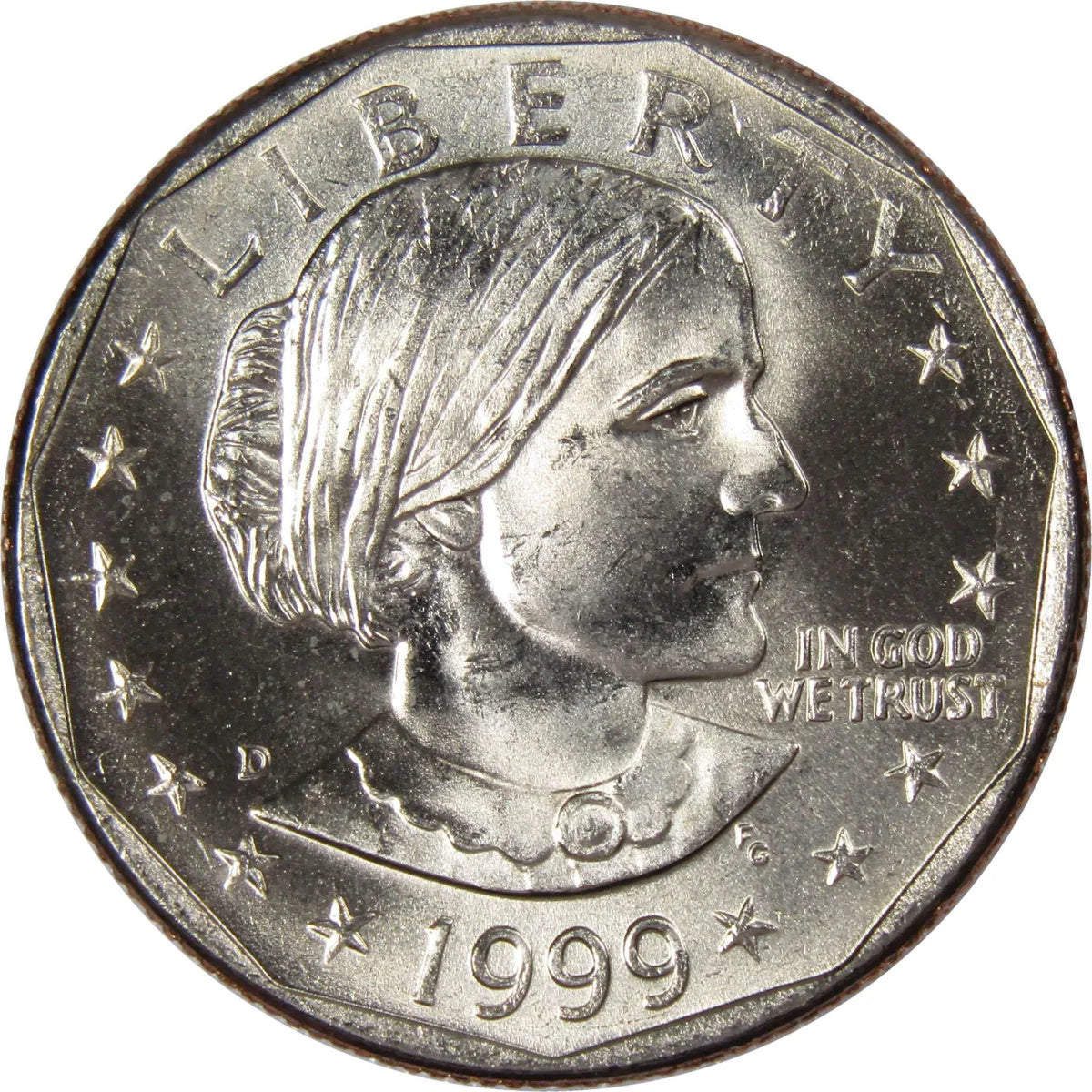 1999-D Susan B. Anthony Dollar – Uncirculated obverse representative stock photograph