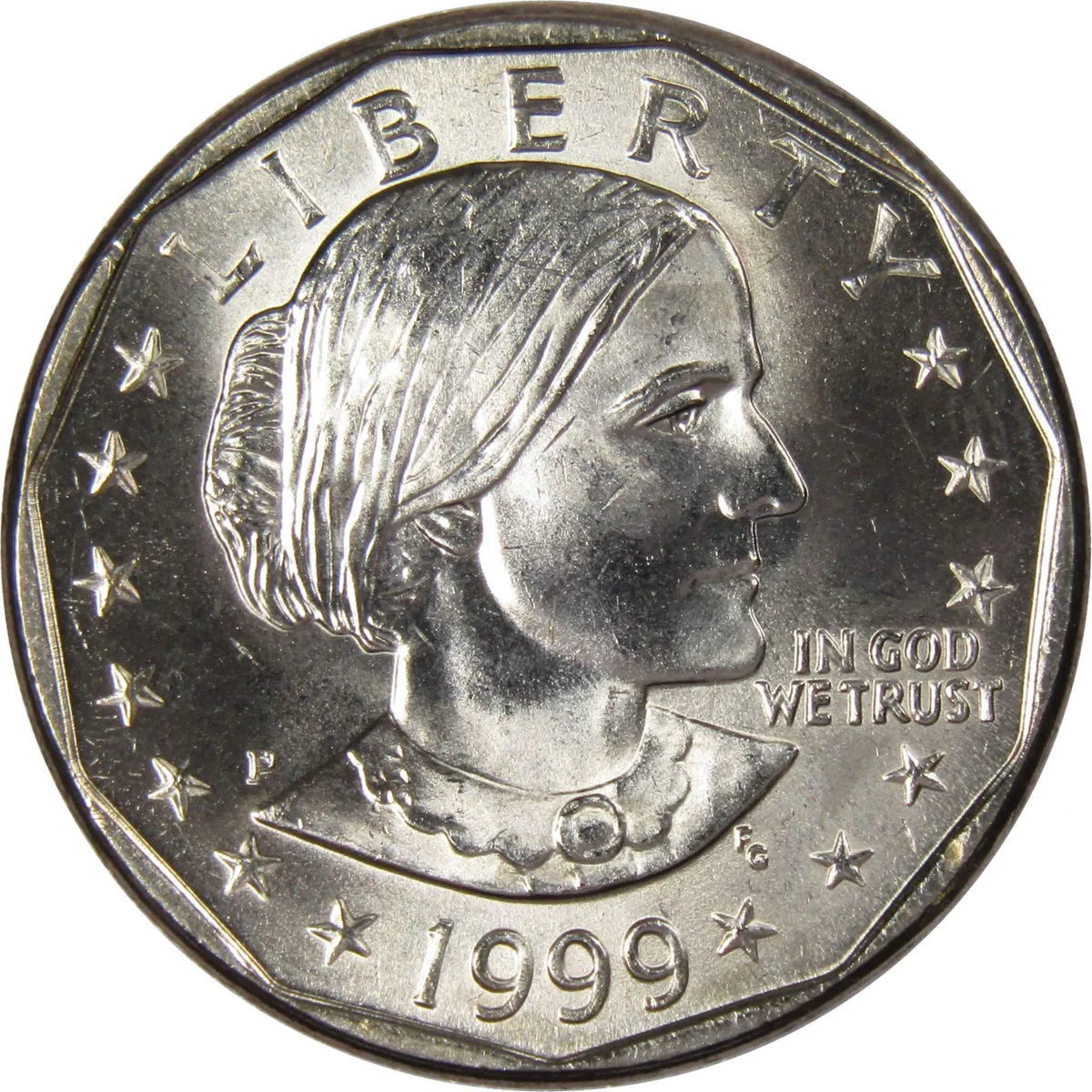 1999-P Susan B. Anthony Dollar – Uncirculated obverse representative stock photograph