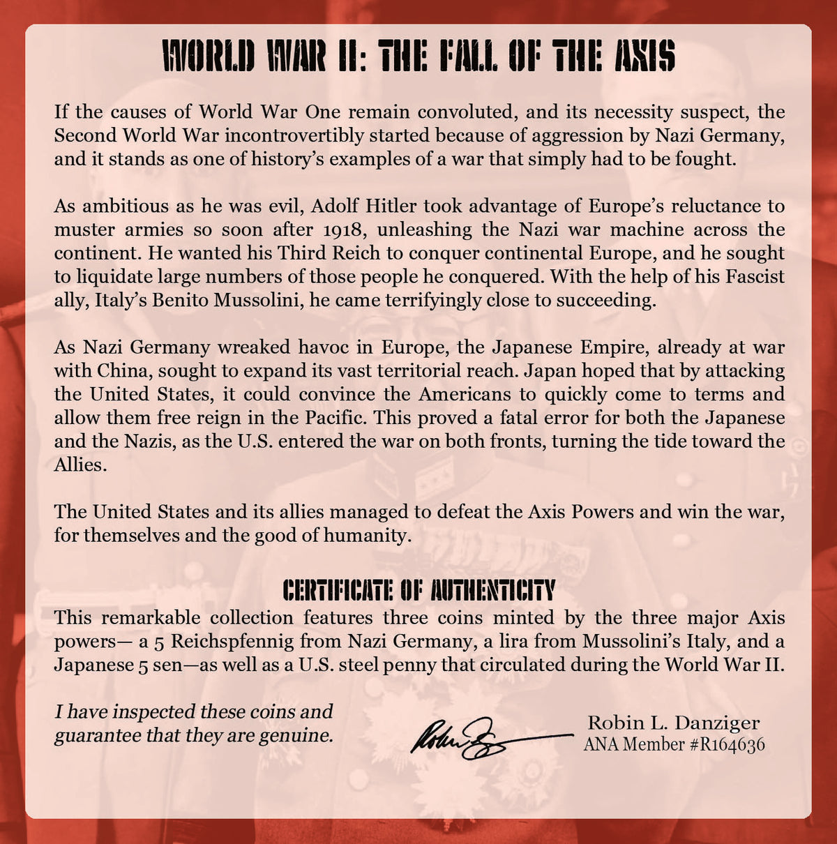 World War II: The Axis Powers Four Coin Collection in (Mini Album)(C) - image 7
