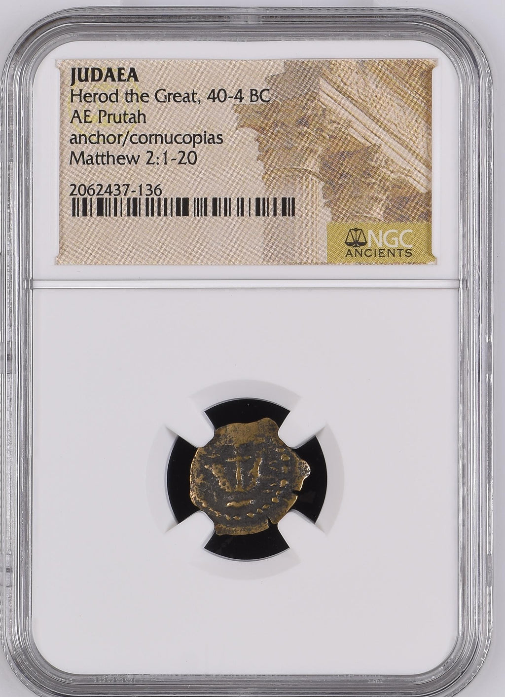 Herod the Great (40–4 BC) Judaea AE Prutah NGC Ancient