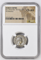 Brightened NGC 5771771-023 front: Severus Alexander AD 222–235 Roman Empire AR denarius, graded Ch AU