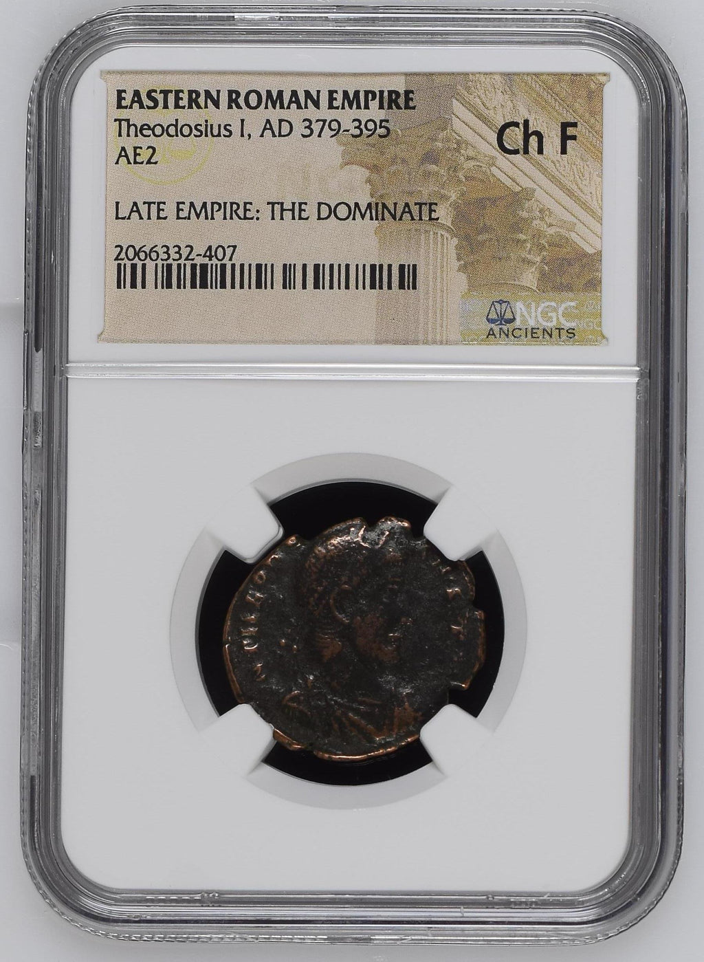 Theodosius I (AD 379–395) Eastern Roman Empire AE2 NGC Ch F