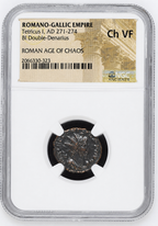 Brightened NGC 2066330-323 front: Tetricus I AD 271–274 Romano-Gallic Empire BI double-denarius, graded Ch VF