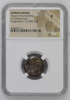 NGC 4283076-117 front: Magnentius AD 350–353 House of Constantine BI centenionalis, graded F