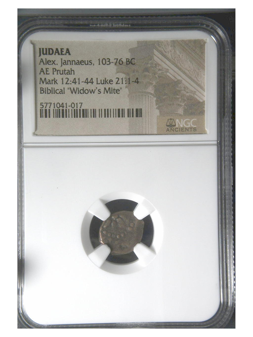 Alexander Jannaeus (103–76 BC) Judaea AE Prutah NGC Ancient Widow's Mite (Promo)