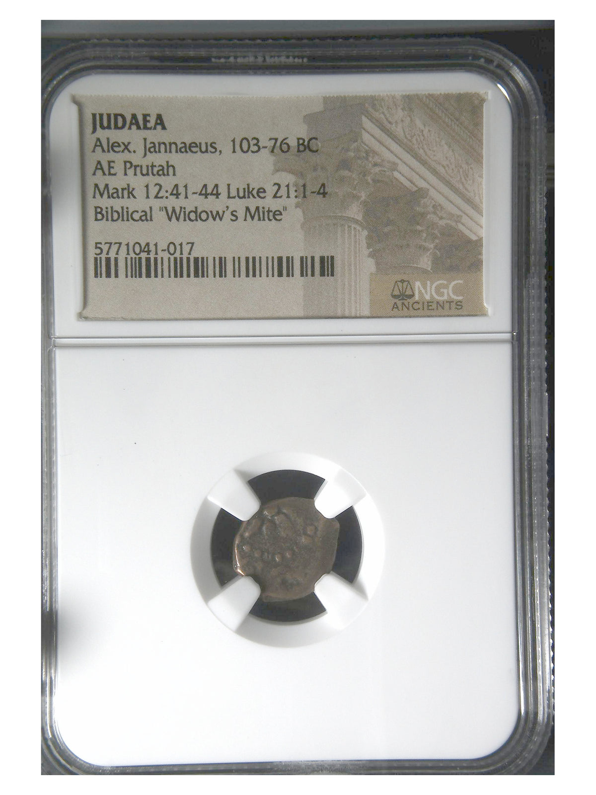 Alexander Jannaeus (103–76 BC) Judaea AE Prutah NGC Ancient Widow's Mite (Promo)