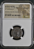 NGC 6829119-006 front: Numerian AD 283-284 Roman Empire BI aurelianianus, graded Ch VF