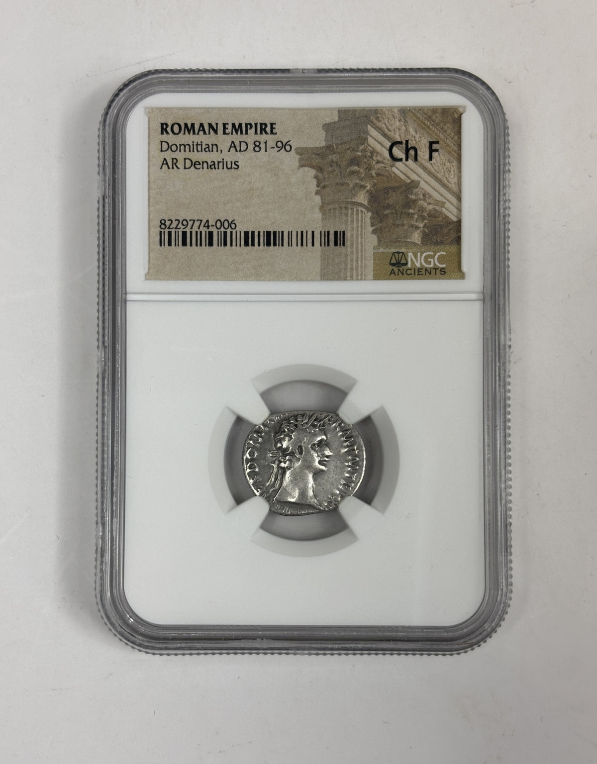 Domitian Silver Denarius Roman Emperor NGC CH-F Ancient