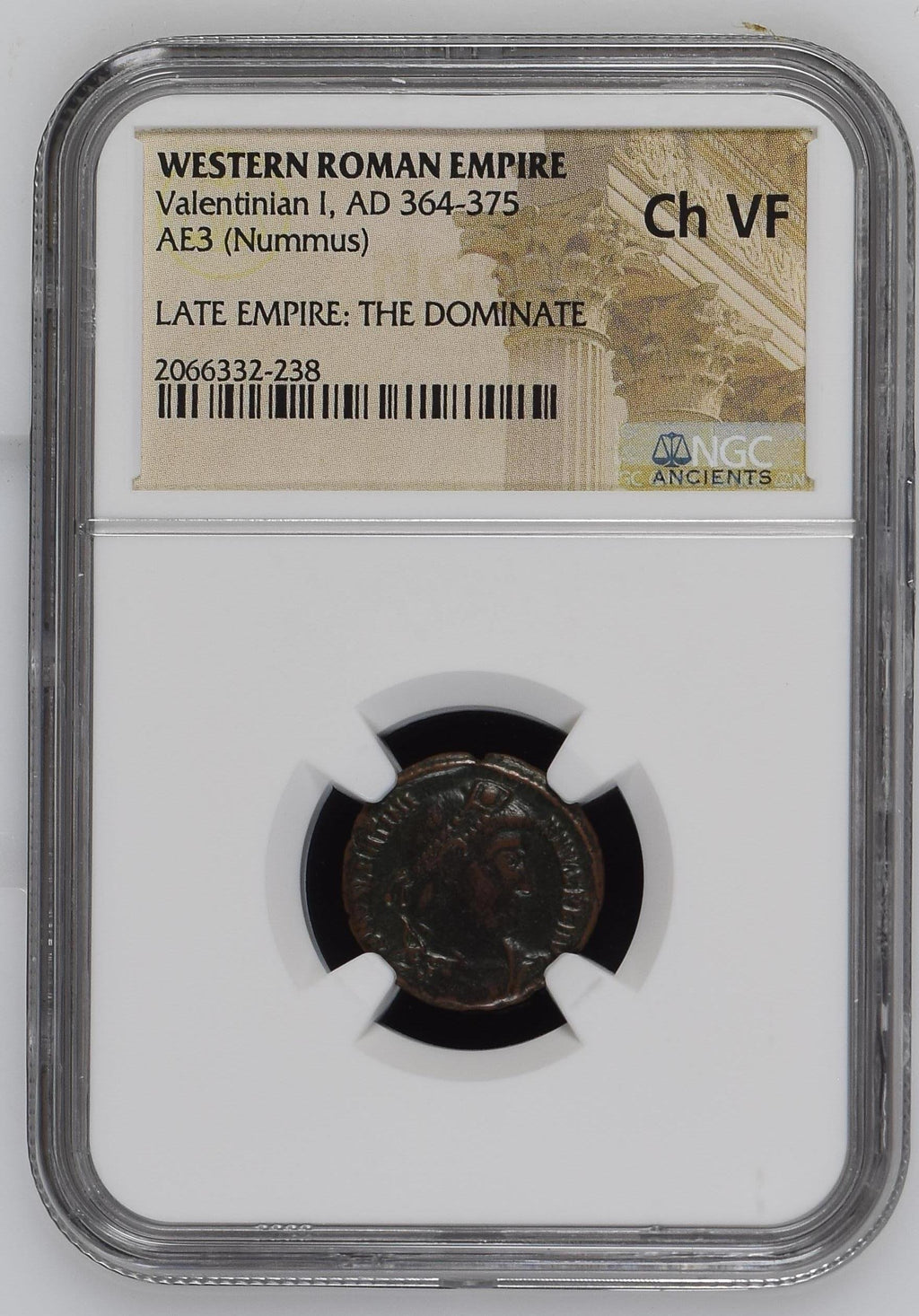 Valentinian I (AD 364–375) Roman Empire AE3 Nummus NGC Ch VF