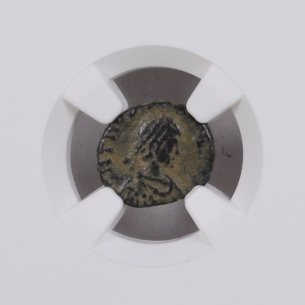 Theodosius II (AD 402–450) Eastern Roman Empire AE4 Nummus NGC Ch F
