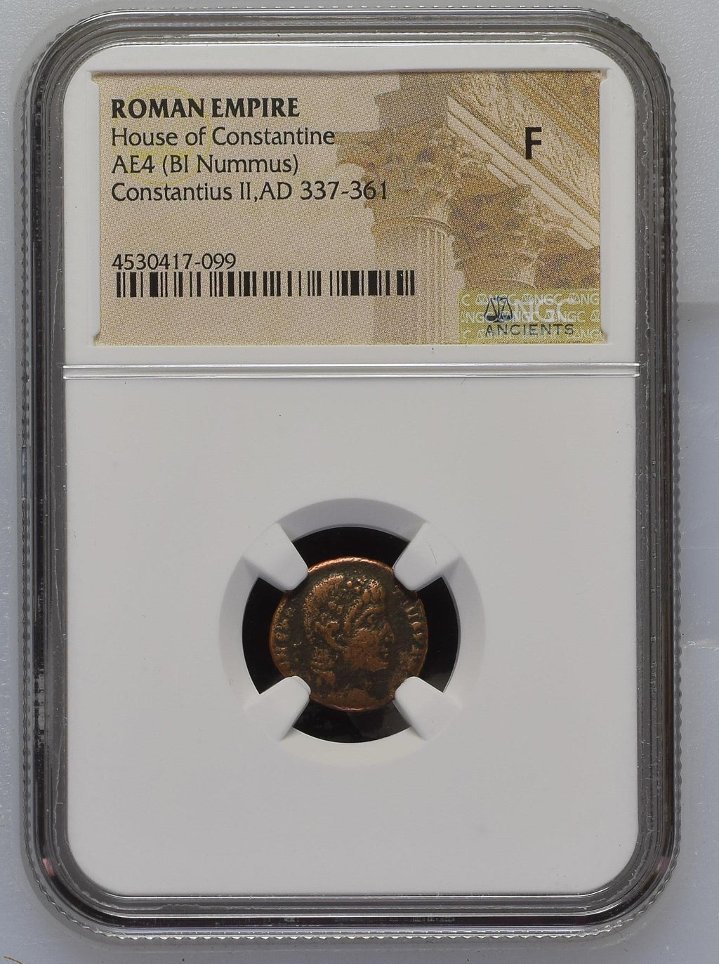 Constantius II (AD 337–361) Roman Empire AE4 BI Nummus NGC F