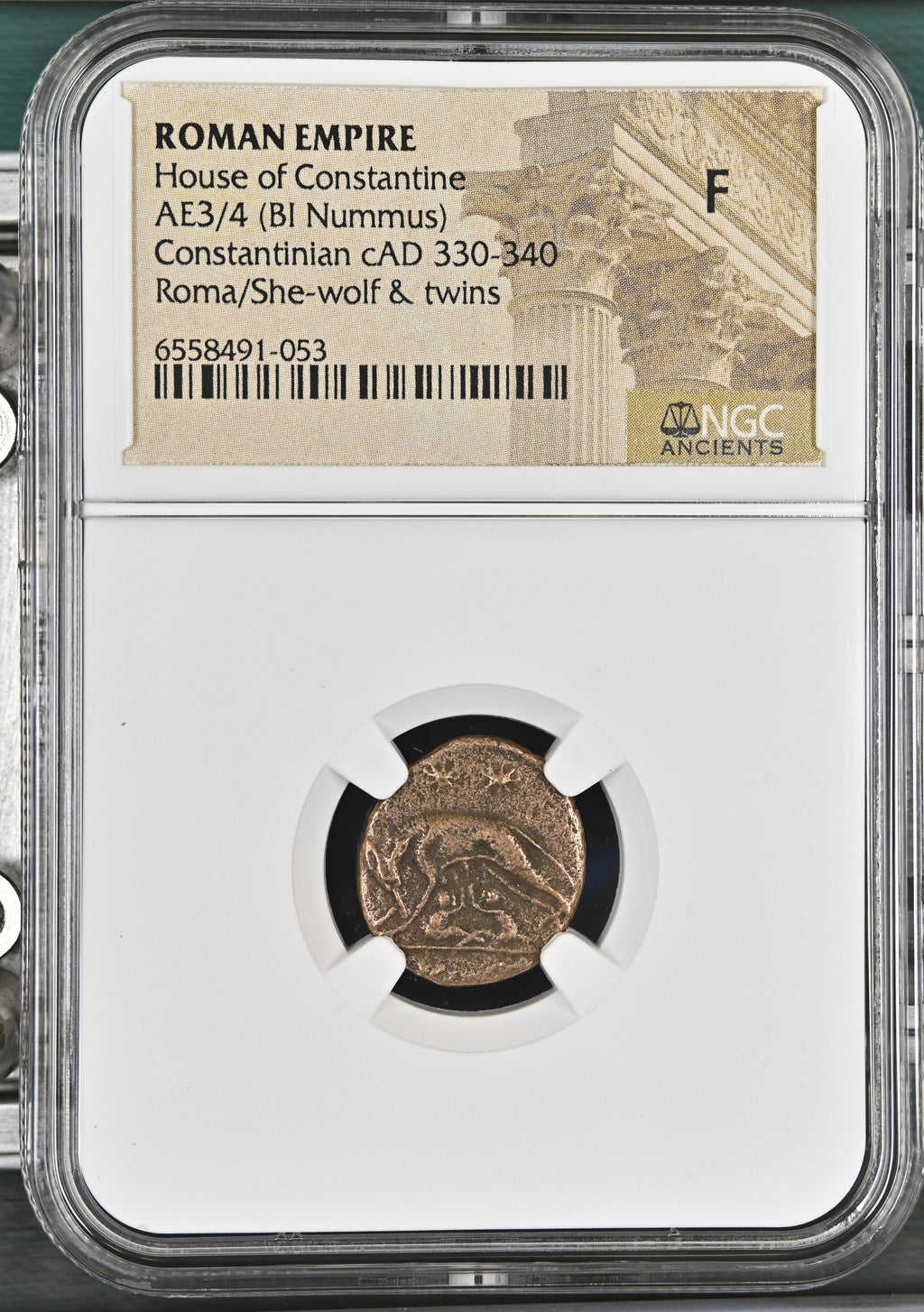 Urbs Roma (AD 330–346) Roman Empire AE3/AE4 Nummus NGC F