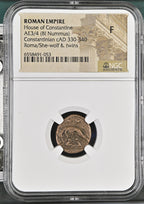 Urbs Roma (AD 330–346) Roman Empire AE3/AE4 Nummus NGC F