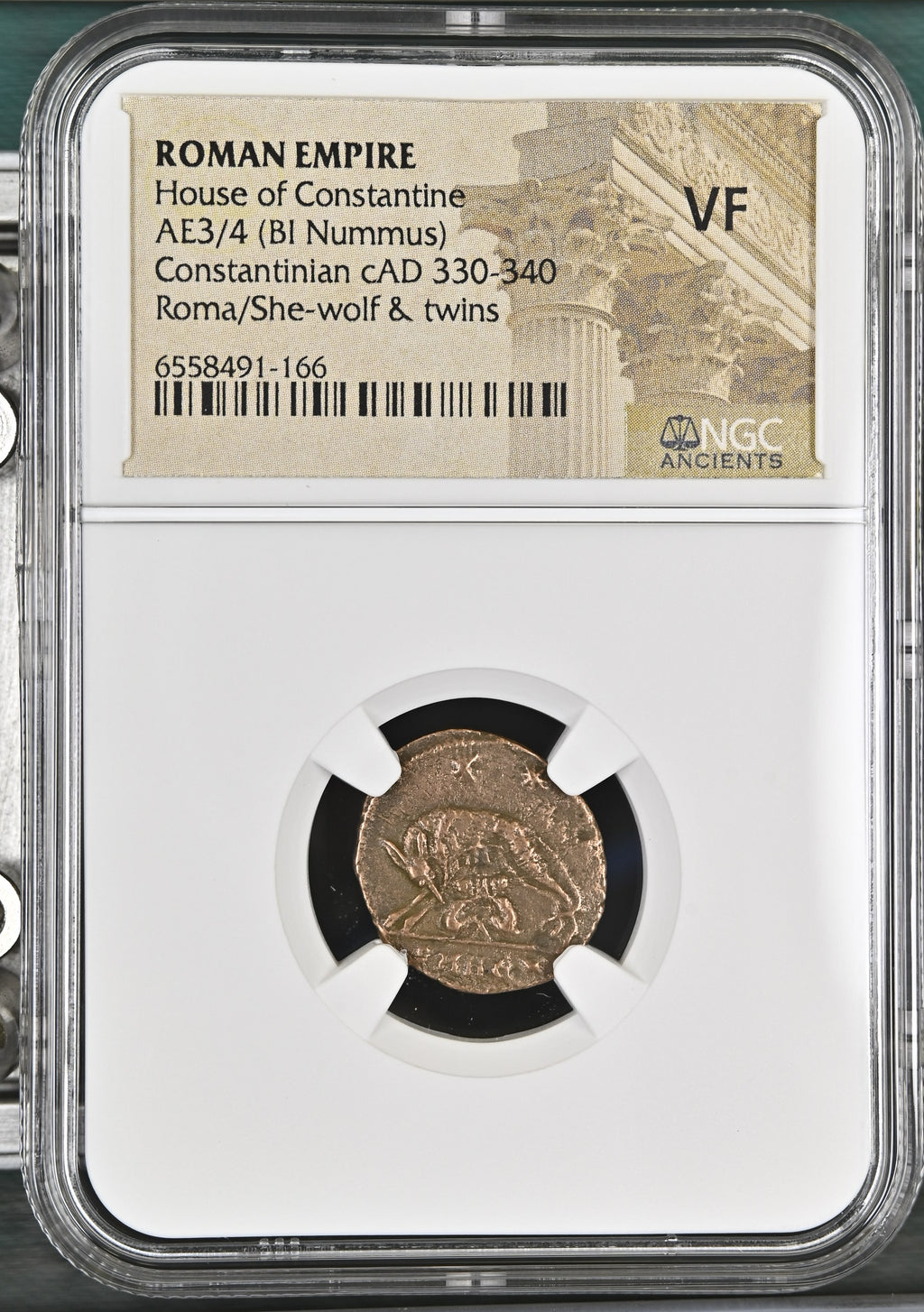 Urbs Roma (AD 330–346) Roman Empire AE3/AE4 Nummus NGC VF