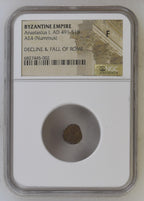 Anastasius I (AD 491–518) Byzantine Empire AE4 Nummus NGC F
