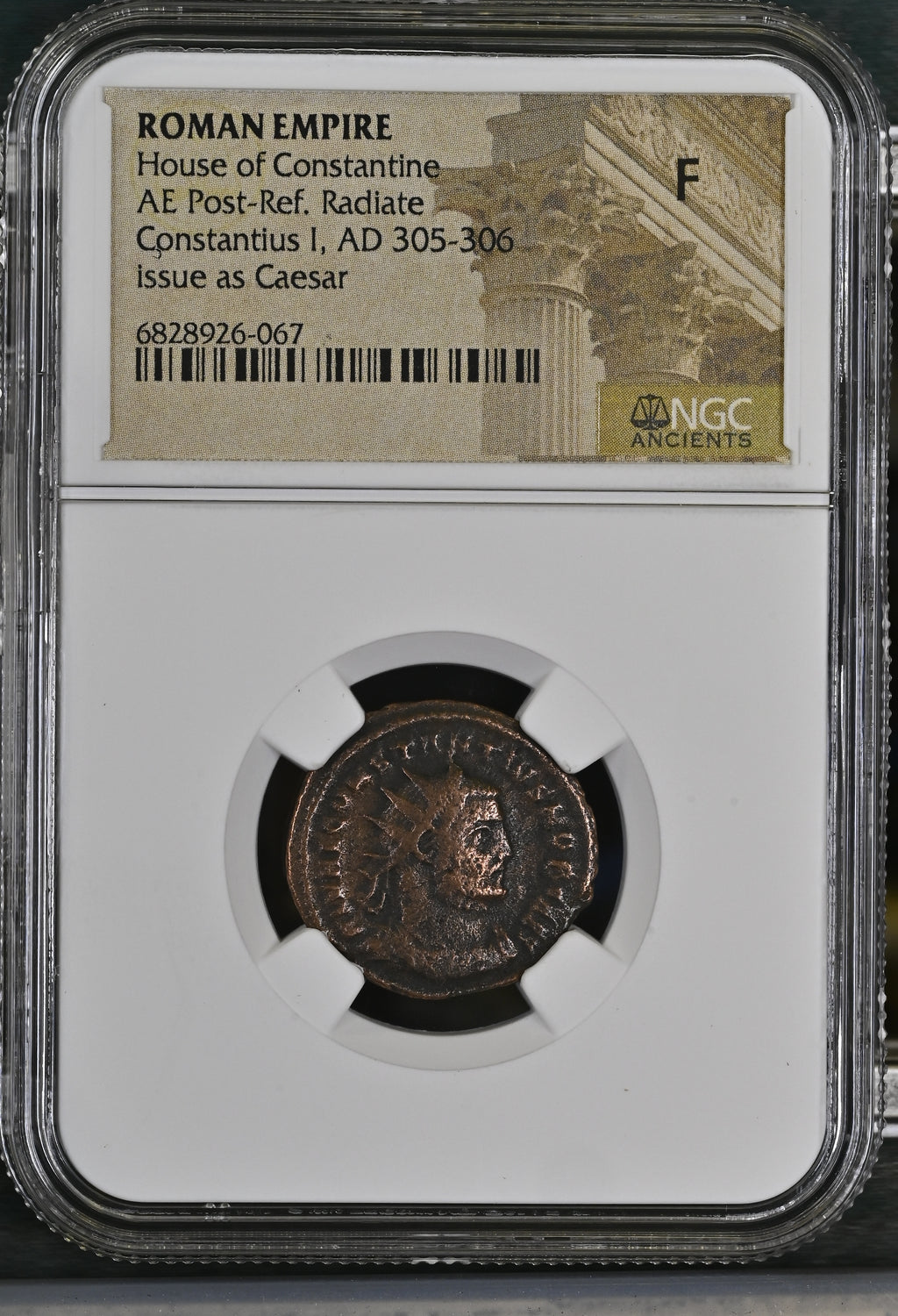 Constantius I (AD 305–306) Roman Empire AE Post-Reform Radiate Caesar NGC F