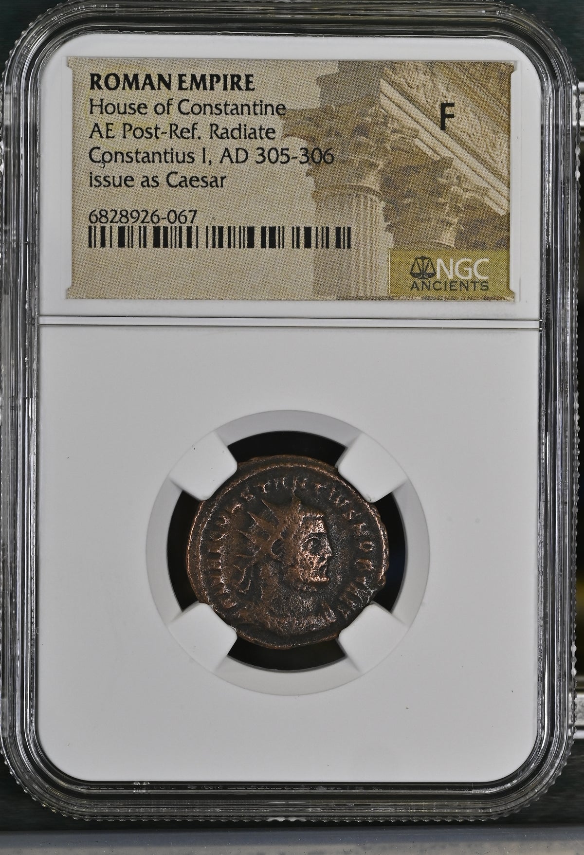 Constantius I (AD 305–306) Roman Empire AE Post-Reform Radiate Caesar NGC F