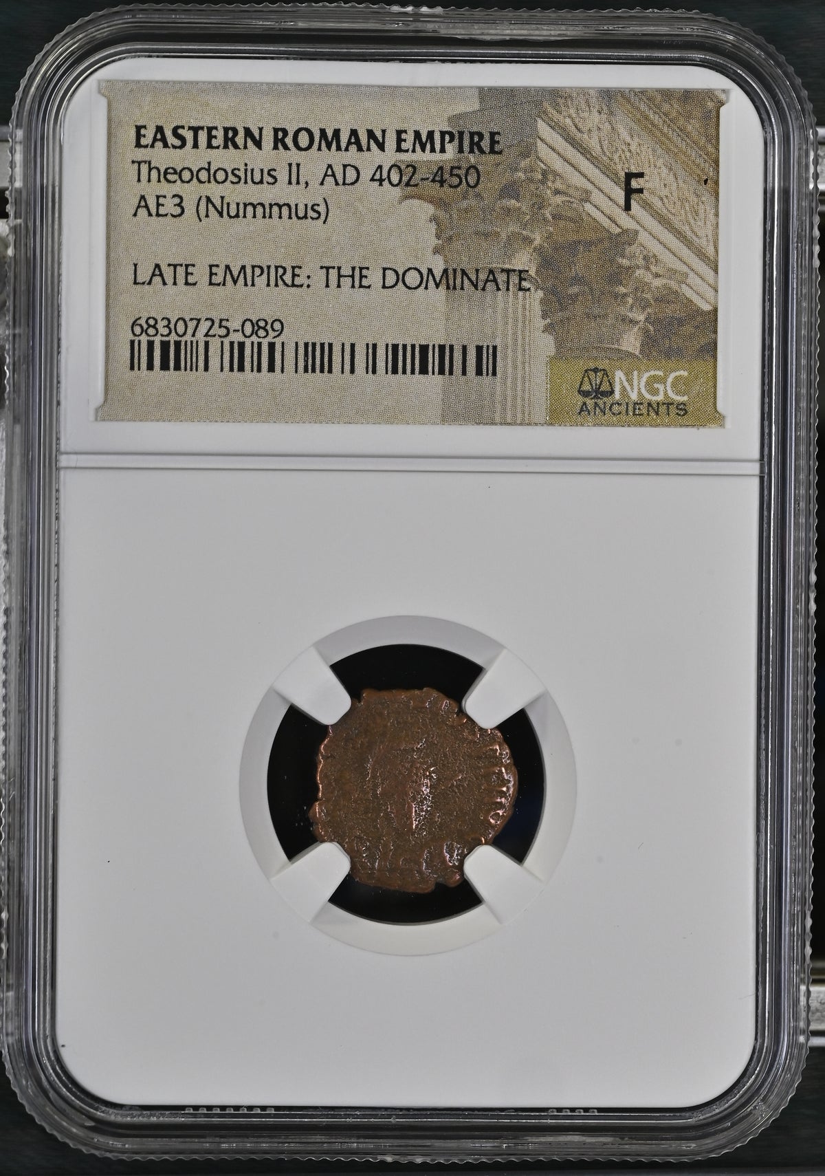 Theodosius II (AD 402–450) Eastern Roman Empire AE3 Nummus NGC F