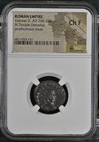 Valerian II (AD 256–258) Roman Empire BI Double-Denarius Posthumous NGC Ch F