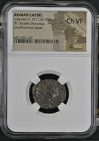 Valerian II (AD 256–258) Roman Empire BI Double-Denarius Posthumous NGC Ch VF