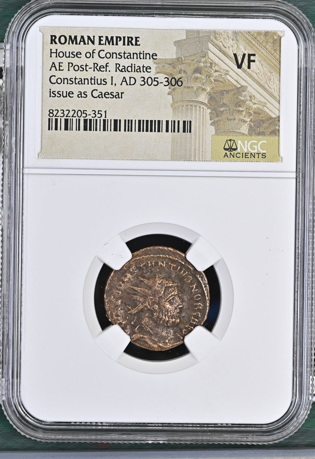 Constantius I (AD 305–306) Roman Empire AE Post-Reform Radiate Caesar NGC VF