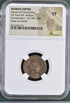 Constantius I (AD 305–306) Roman Empire AE Post-Reform Radiate Caesar NGC VF