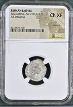 Julia Maesa (AD 218–224/5) Roman Empire AR Denarius NGC Ch XF