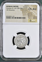 Gordian III (AD 238–244) Roman Empire AR Denarius NGC Ch AU