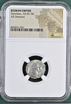 Domitian (AD 81–96) Roman Empire AR Denarius NGC (LG Tier)