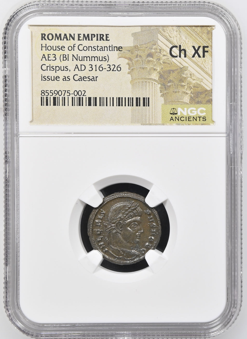 Crispus (AD 316–326) Roman Empire BI Nummus NGC Ch XF