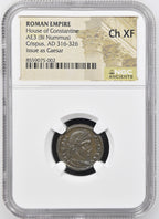 Crispus (AD 316–326) Roman Empire BI Nummus NGC Ch XF
