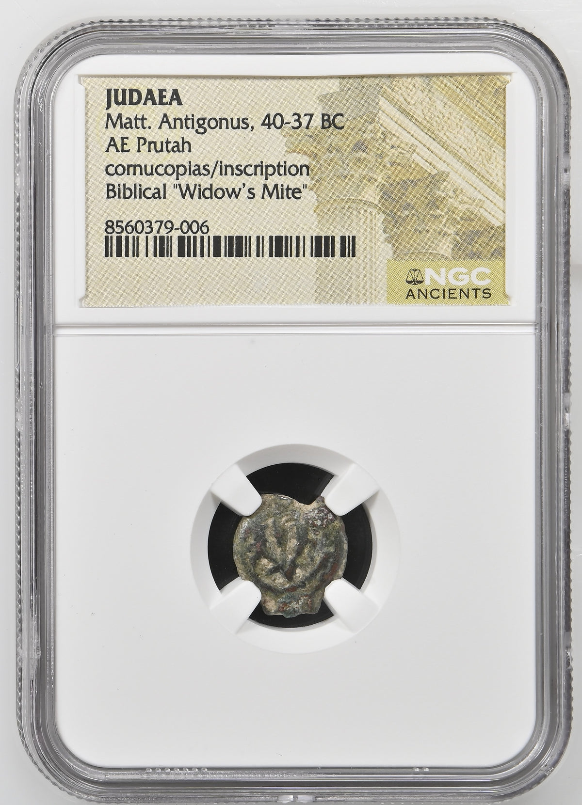 Mattathias Antigonus (40–37 BC) Judaea AE Prutah NGC Widow's Mite