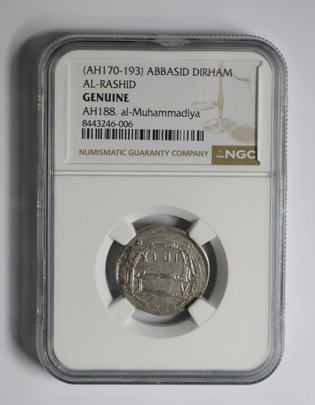 Harun al-Rashid (AD 786–809) Abbasid Caliphate AR Dirham NGC Genuine