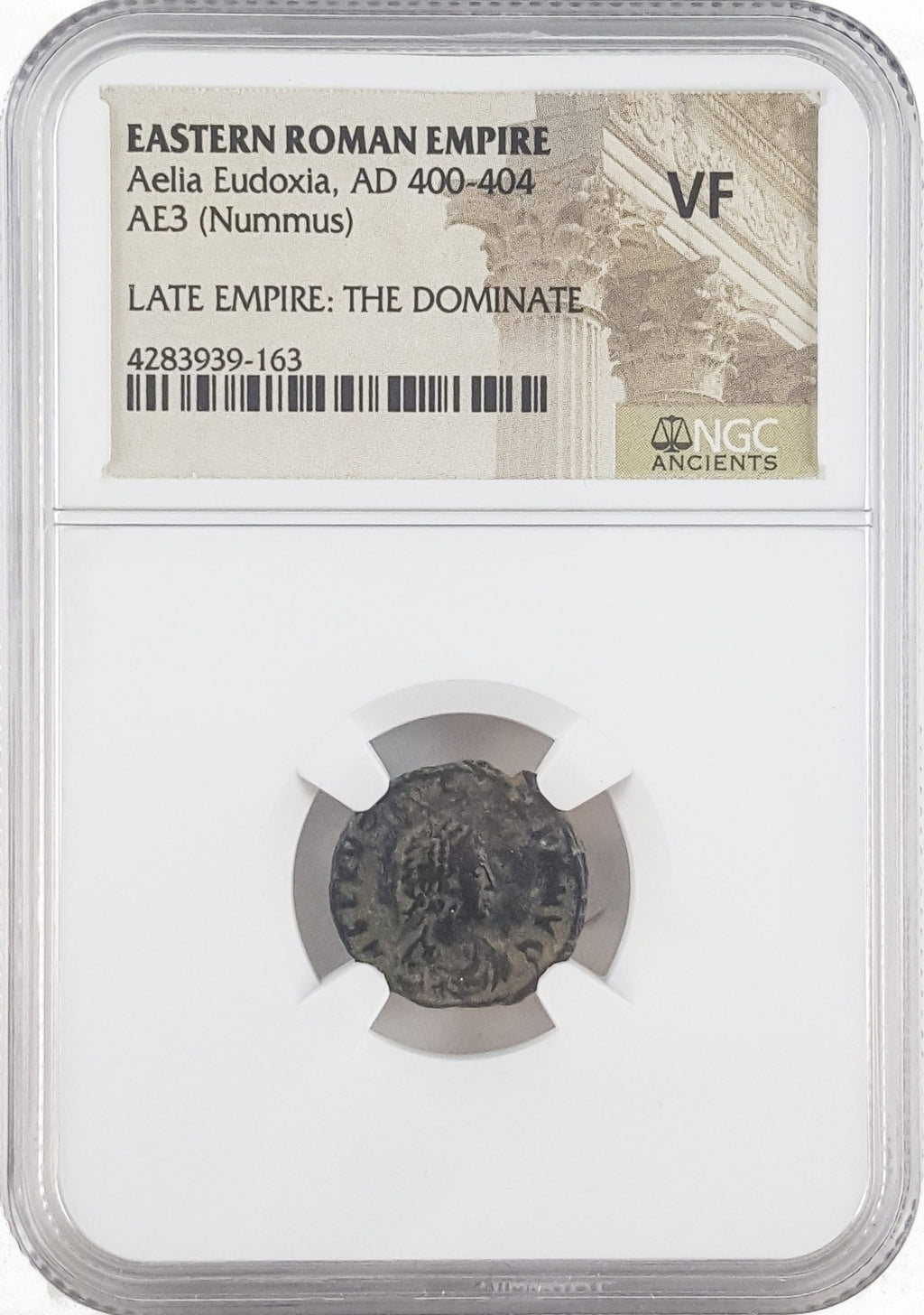 Aelia Eudoxia AE3 Nummus AD 400-404 NGC VF Ancient Roman Coin