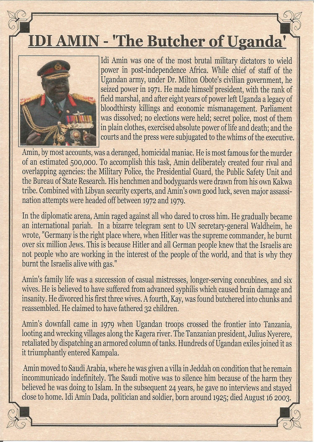 The Butcher Of Uganda: Dictator Idi Amin (Album) - image 2