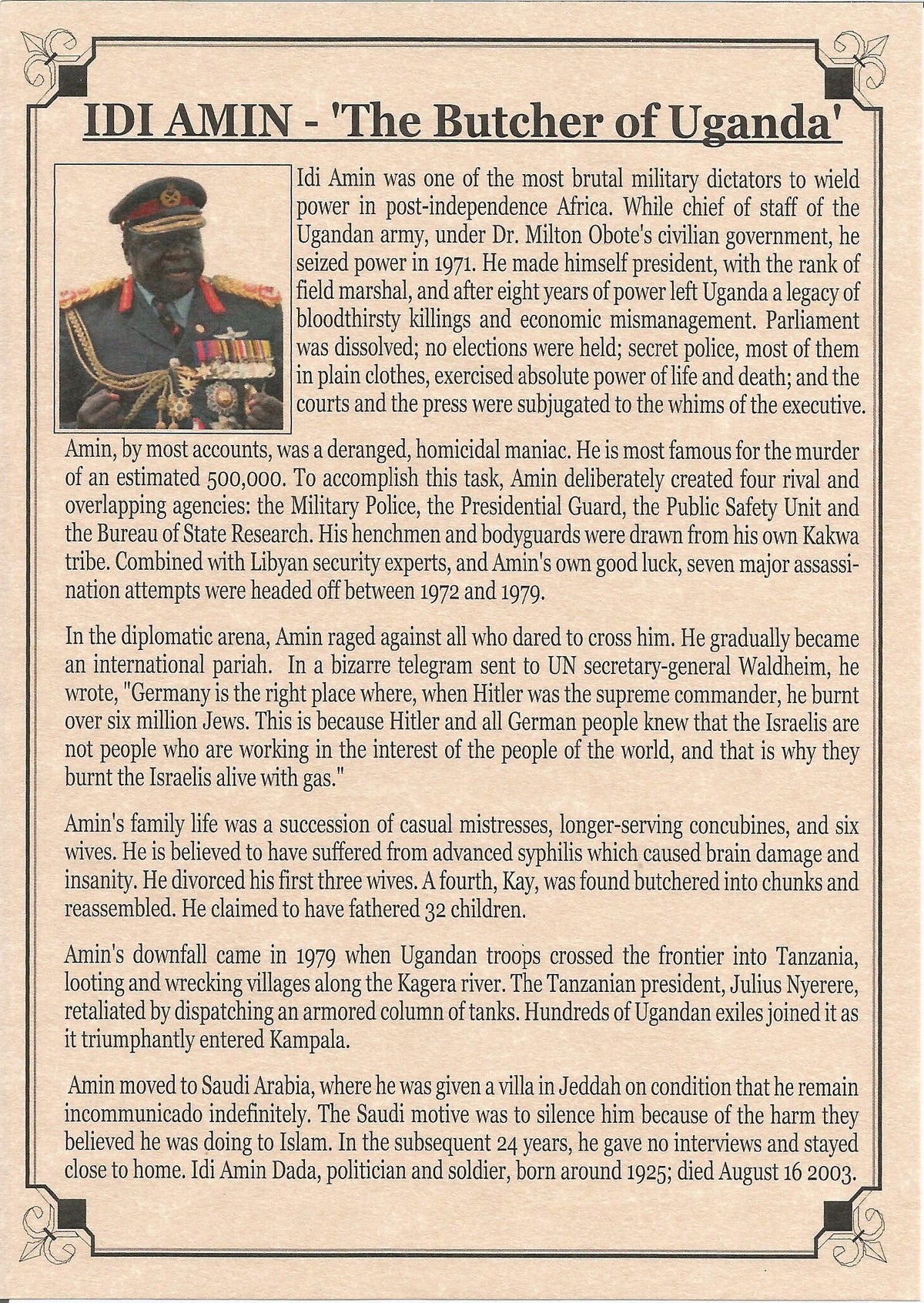 The Butcher Of Uganda: Dictator Idi Amin (Album) - image 2
