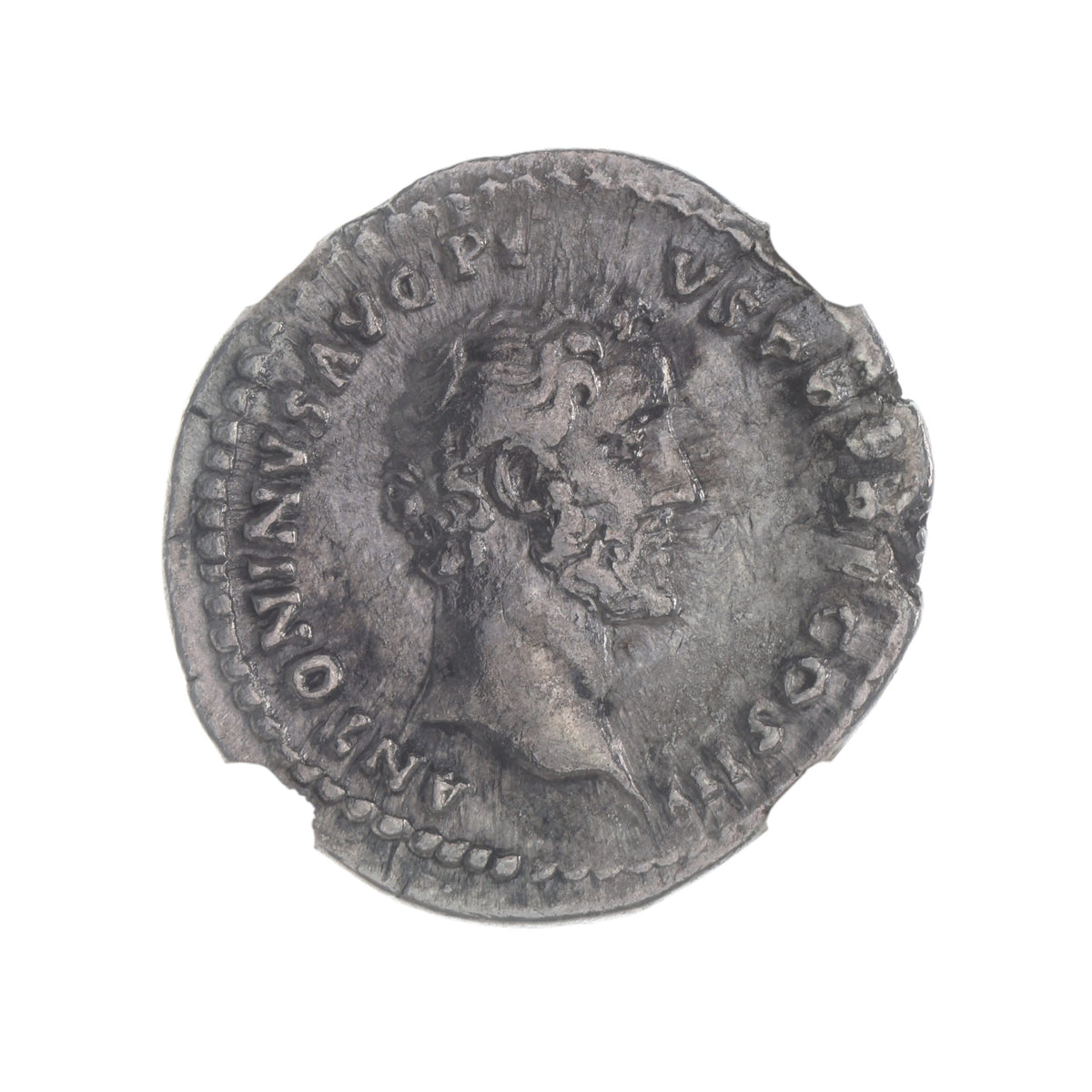 Antoninus Pius (AD 138–161) Roman Empire AR Denarius NGC VF representative stock photograph 3