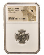 Antoninus Pius (AD 138–161) Roman Empire AR Denarius NGC XF representative stock photograph 2