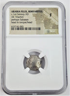 Arabia Felix Himyarites Silver Drachm 1st Century NGC F Ancient