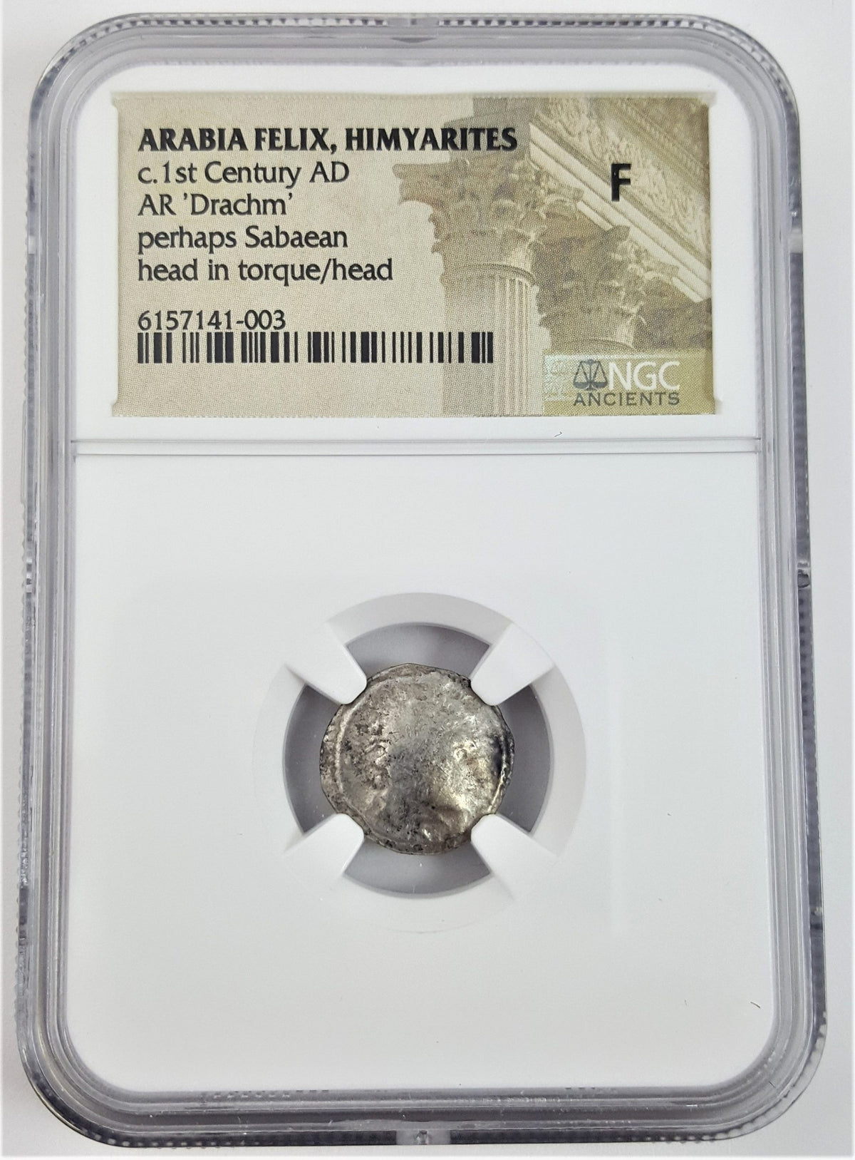 Arabia Felix Himyarites Silver Drachm 1st Century NGC F Ancient